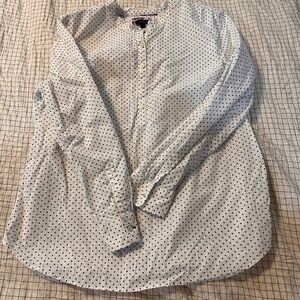 Talbots White Blouse with Navy Polka Dots